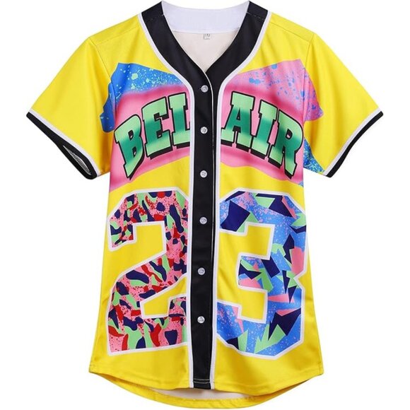AMZDEST Bel-Aire Yellow Hip Hop Baseball Shirt Jersey Unisex XXL NWOT - Picture 1 of 9